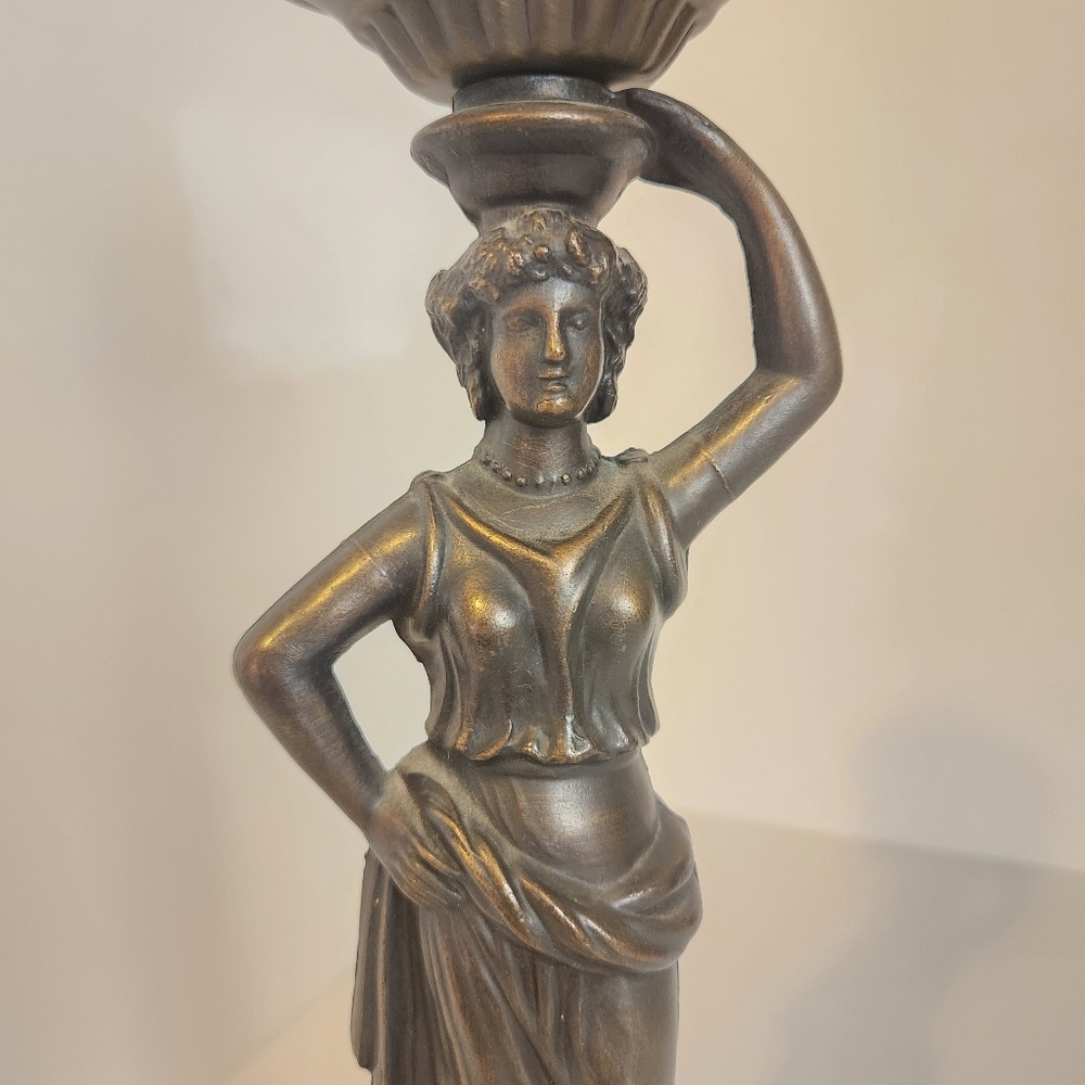 Neo-Classical Style Figural Statue Table Lamp Bronze Tone 15" Vintage Art Deco - Picture 2 of 11